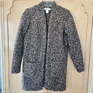Women's Textured Open Front Coat - Black & Pink